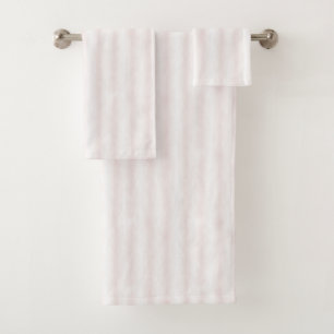 Light Pink White Stripes Bath Towel Set