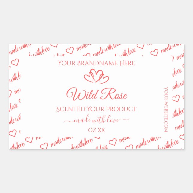 Light Pink White Words Cloud Product Labels Hearts (Front)