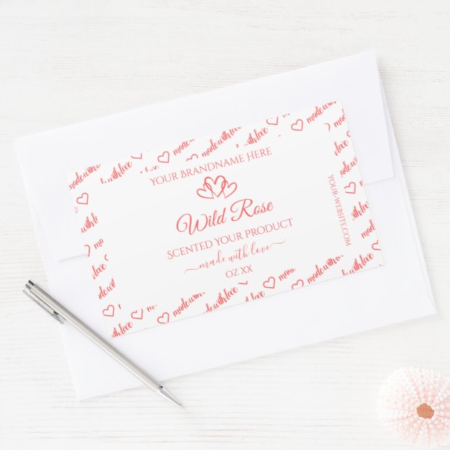 Light Pink White Words Cloud Product Labels Hearts (Envelope)