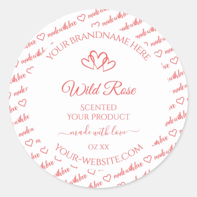 Light Pink White Words Cloud Product Labels Hearts (Front)