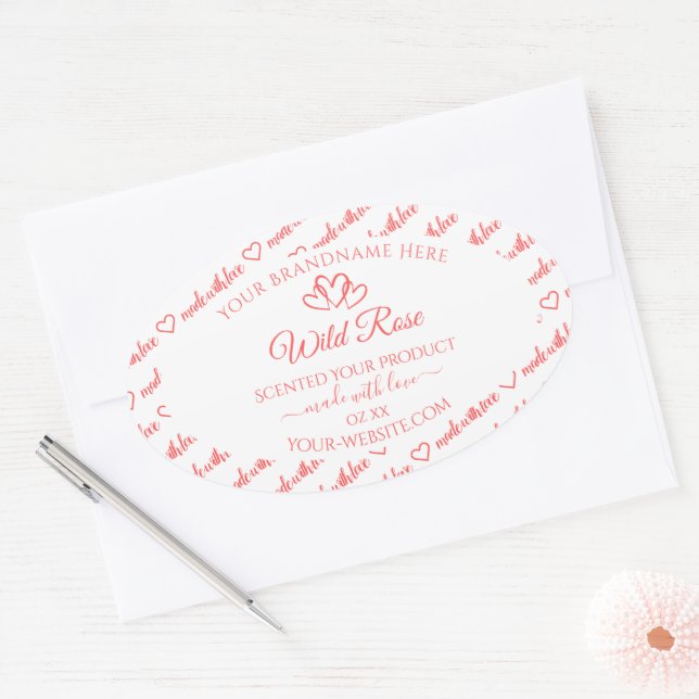 Light Pink White Words Cloud Product Labels Hearts (Envelope)