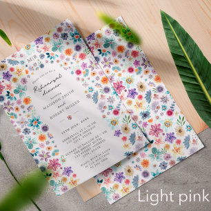 Light Pink Wildflower Wedding Rehearsal Dinner Invitation