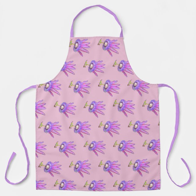 Light Pink with Passion Flowers Apron (Front)
