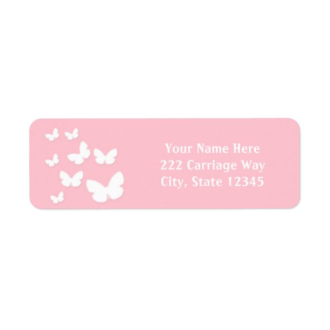 Light Pink with White Butterflies Address Labels (Front)