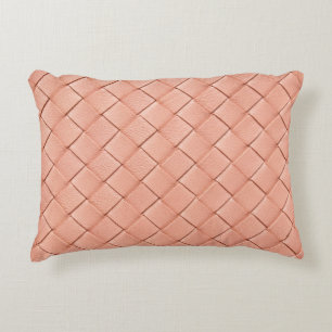 Light pink woven leather texture decorative cushion
