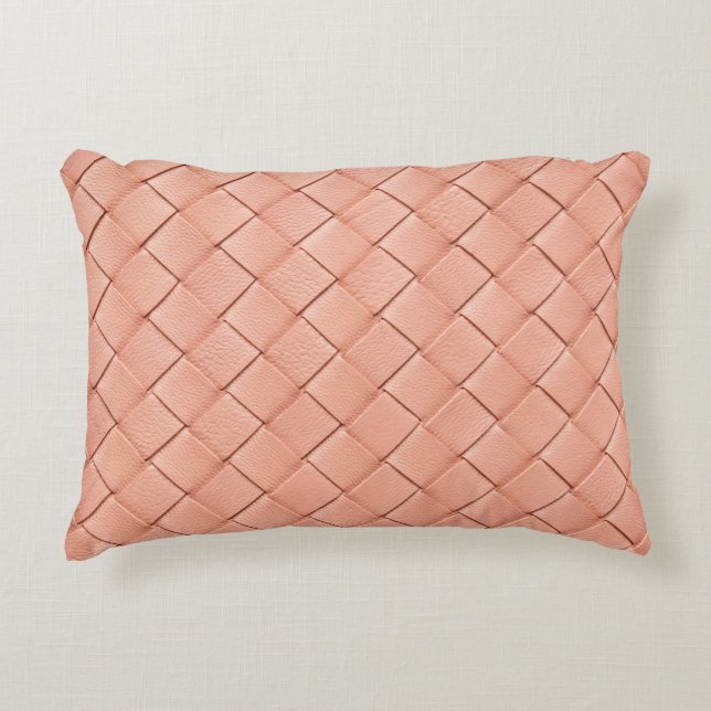 Light pink woven leather texture decorative cushion (Front)