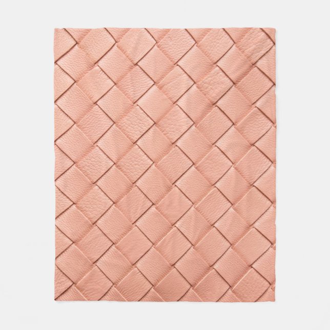 Light pink woven leather texture fleece blanket (Front)