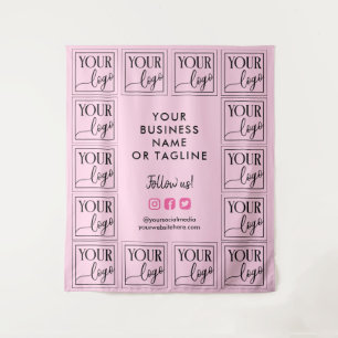 Light Pink Your Logo & Social Media Backdrop Tapestry