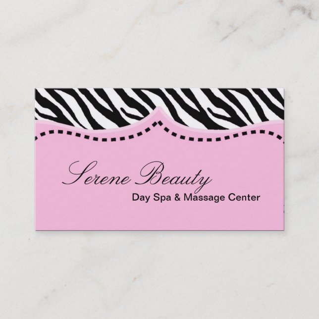 Light Pink Zebra Print Animal Patter Business Card (Front)