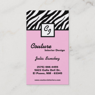 Light Pink Zebra Print Personalise Business Card