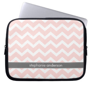 Light Pink Zig Zag Chevrons Pattern Laptop Sleeve