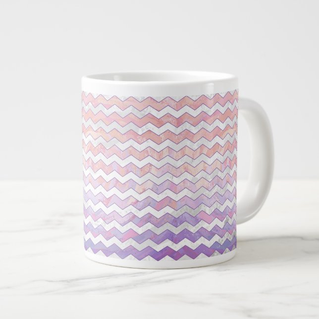 Light Pink Zig Zag Pattern Large Coffee Mug (Front Right)