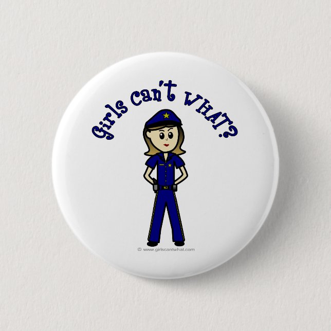 Light Police Officer 6 Cm Round Badge (Front)