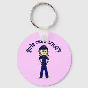 Light Police Officer Girl Key Ring