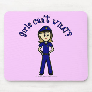 Light Police Officer Girl Mouse Mat