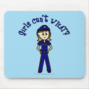Light Police Officer Girl Mouse Mat