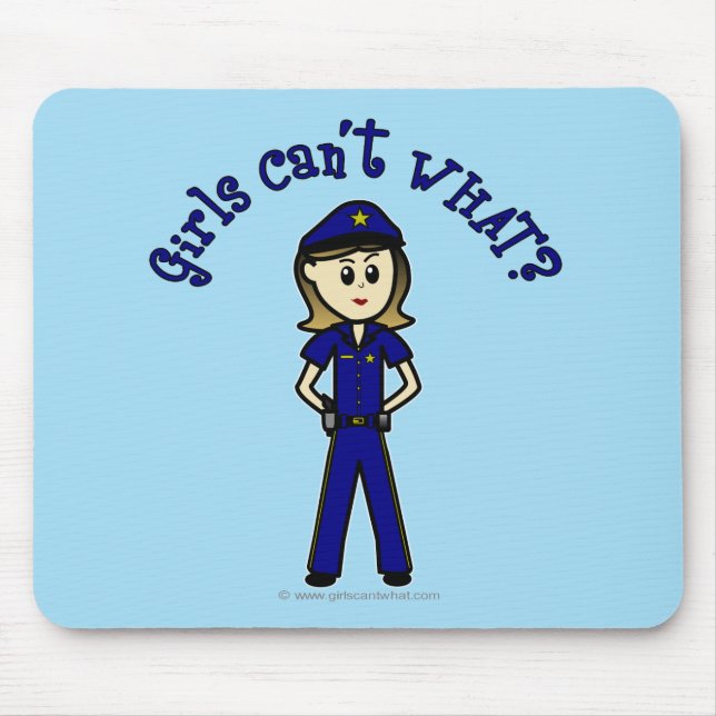Light Police Officer Girl Mouse Mat (Front)