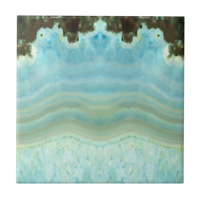 Light Powder Blue Agate Geode Crystal Pattern Tile (Front)