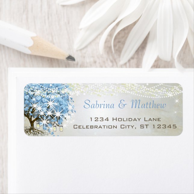 Light Powder Blue Heart Leaf Tree Return Address (Insitu)