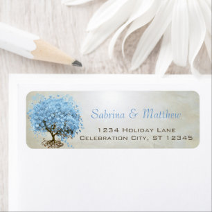 Light Powder Blue Heart Leaf Tree Return Address