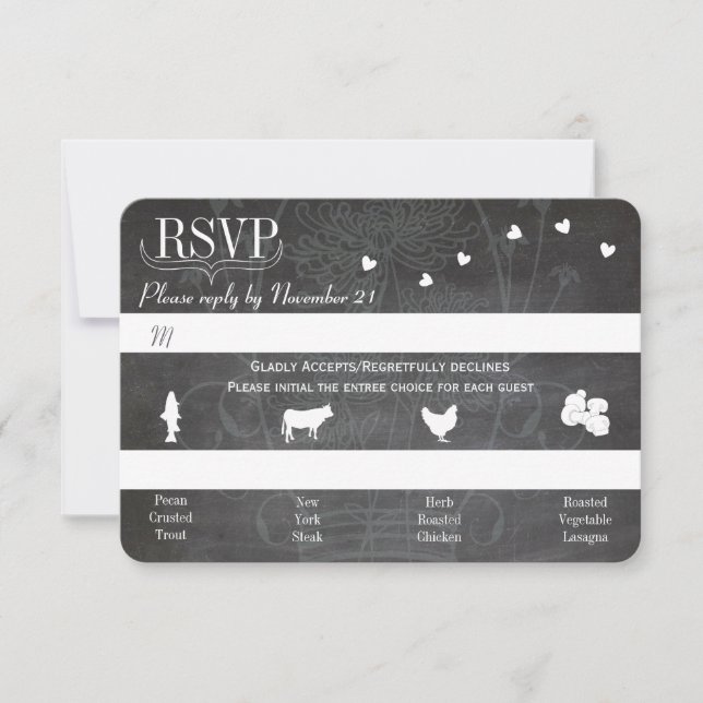 Light Powder Blue Mason Jar Chalkboard Wedding RSVP Card (Front)