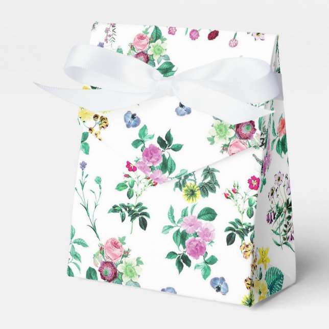 Light Pretty Summer Floral Pattern Favour Box (Front Side)