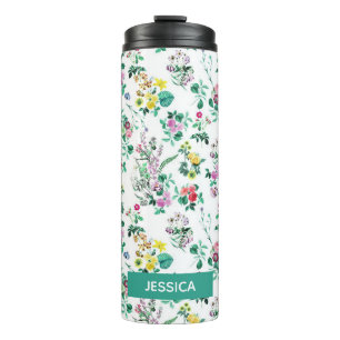 Light Pretty Summer Floral Pattern Personalised Thermal Tumbler