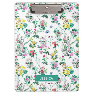 Light Pretty Summer Floral Personalised Clipboard