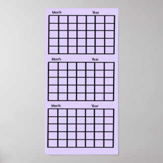 Light Purple 3 Month Calendar Poster
