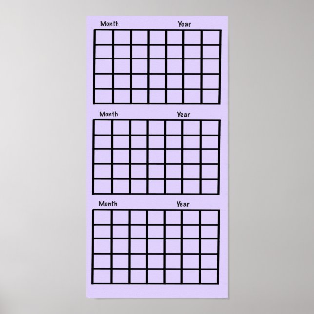 Light Purple 3 Month Calendar Poster (Front)