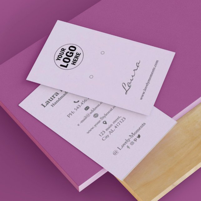 Light Purple Add Your Logo Earring Display Business Card (Creator Uploaded)