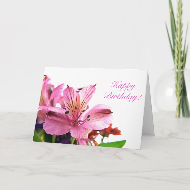Light Purple Alstroemeria Birthday Greeting Card (Front)