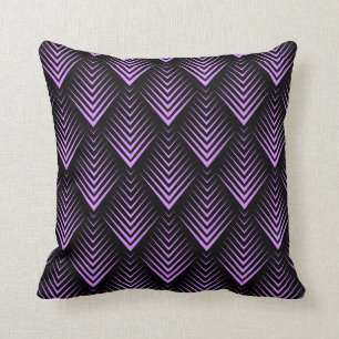 Light purple and black art-deco pattern cushion