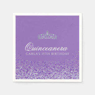 Light Purple and Glitter Quinceanera Napkin