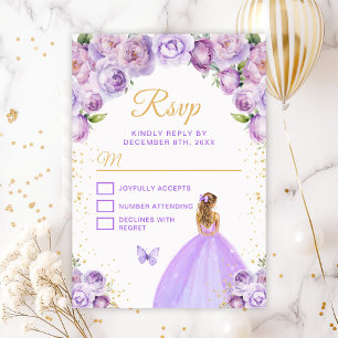 Light Purple and Gold Blonde Hair Princess RSVP Card