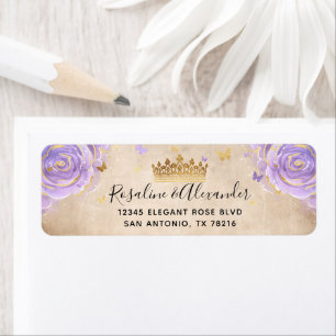 Light Purple and Gold Rose Elegant Return Address
