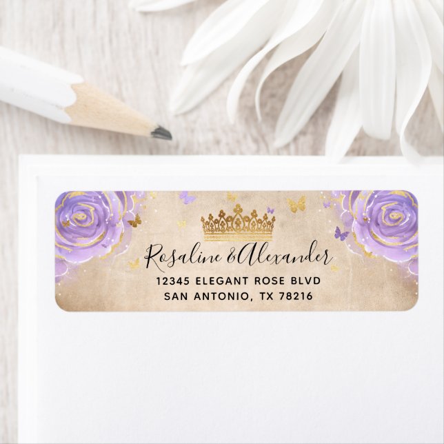 Light Purple and Gold Rose Elegant Return Address (Insitu)