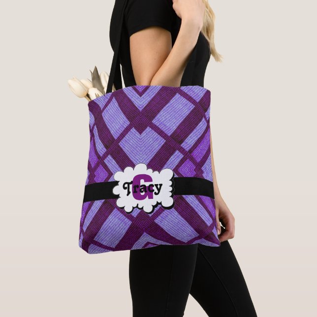 Light purple and purple vibrant monograms bag (Close Up)