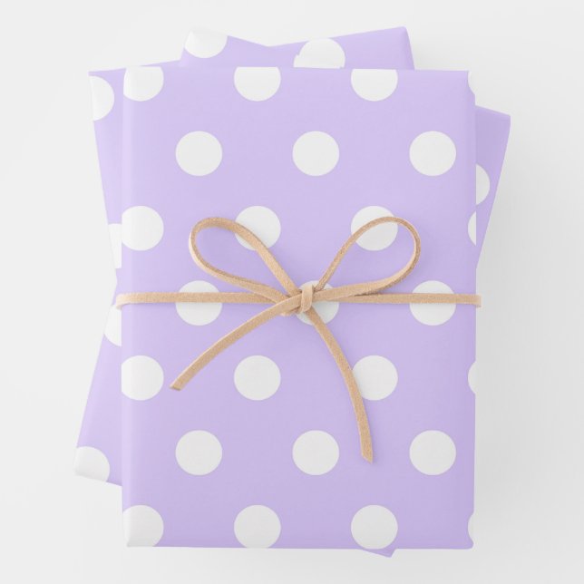 Light Purple and White Polka Dot  Wrapping Paper Sheet (In situ)