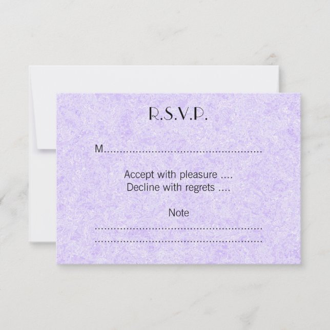 Light Purple Background Pattern. RSVP Card (Front)