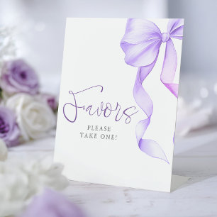 Light Purple Bow Bridal Shower Favors Pedestal Sign