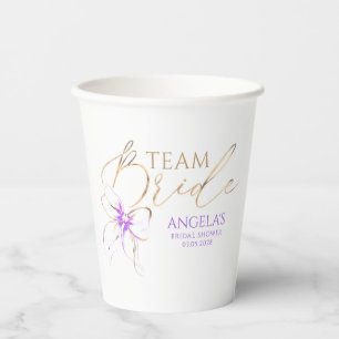 Light Purple Bow Team Bride Bridal Shower Paper Cups