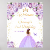 Light Purple Brown Hair Princess Birthday Welcome