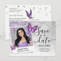 Light Purple Butterfly Photo Save the Date