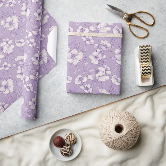 Light Purple Chinoiserie  Wrapping Paper (Crafts)