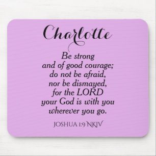 Light Purple Courage Bible Verse Custom Name Mouse Mat