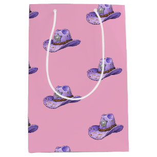 Light Purple Cowgirl Hat-Pink Background Medium Gift Bag
