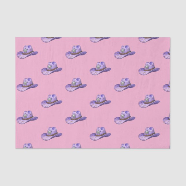 Light Purple Cowgirl Hat-Pink Background Tissue Paper (Front)