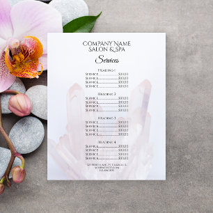 Light Purple Crystals Spa Salon Services Menu