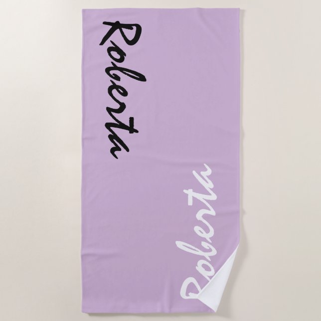 Light Purple Custom Name Personalised Beach Towel (Front)